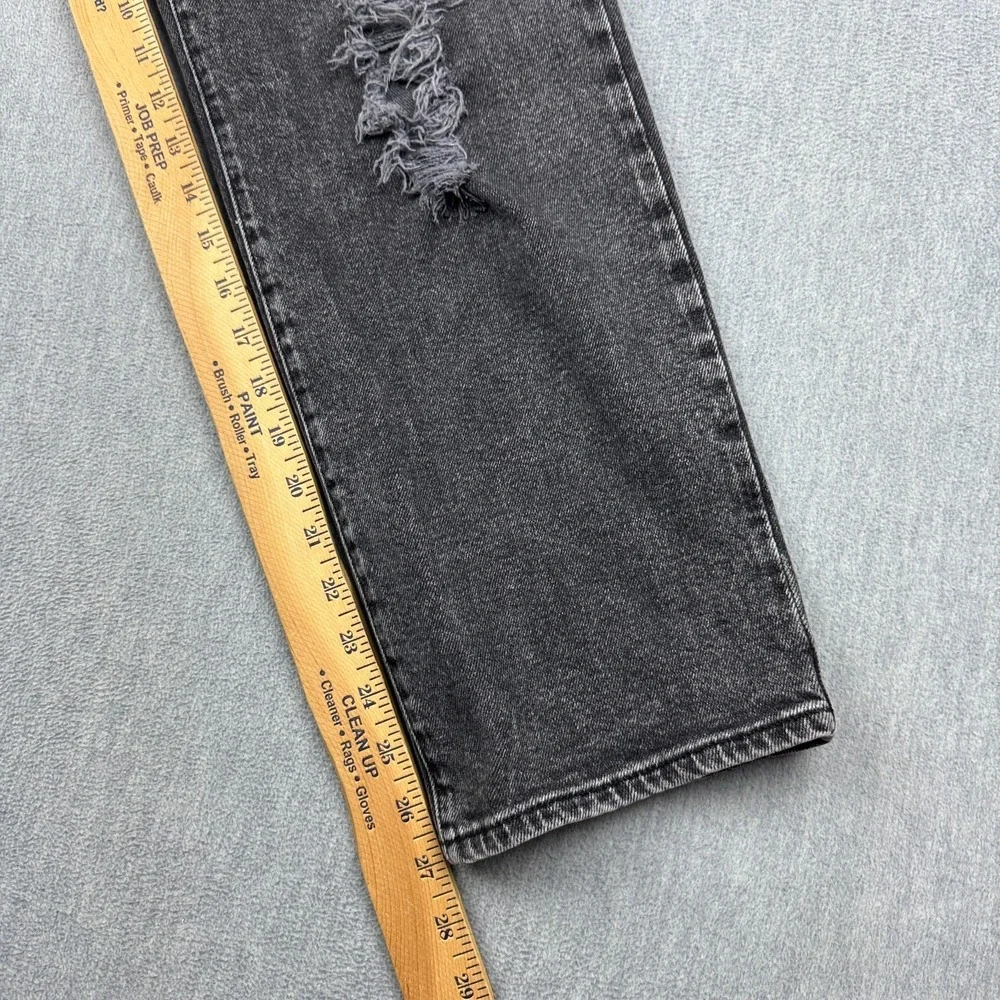 Hollister Jeans Womens 29x27 Black Denim High Rise Straight Cotton Distressed